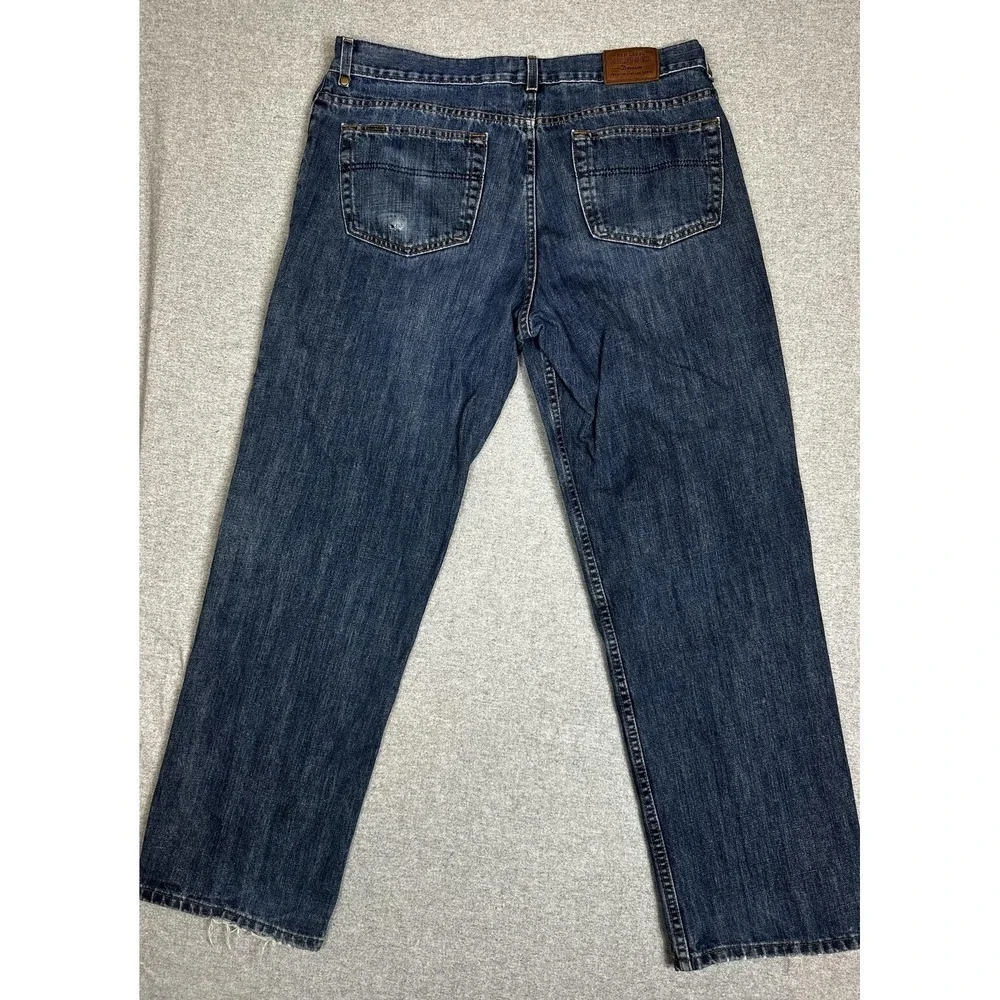 Tommy Hilfiger Jeans Mens 38x29 Blue Classic Straight Red Label Distressed Denim